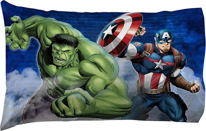 Marvel Avengers Blue Circle 5 Piece Full Bed Set - Includes Reversible Comforter & Sheet Set - Bedding Features Captain America & Iron Man - Fade Resistant Microfiber (Official Marvel Product)
