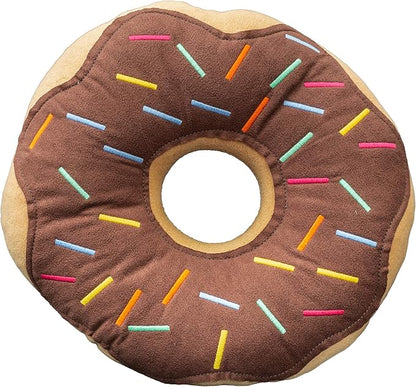 Mabel Home Throw Pillow 14", Donut, 3D Digital Print Decorative Comfortable Soft Plush Funny Food Shaped Pillow, Seat Pad Cushion for Couch, Chair, Floor, Sofa (Chocolate)