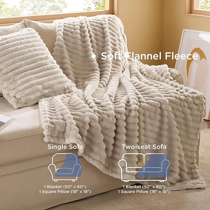 Bedsure Comforter Full Size 5 Pieces - Full Size Comforter Set with Fleece Throw Blanket and Decorative Pillow, Lightweiget Bedding Comforter Sets, All Season Bedding Sets, Khaki
