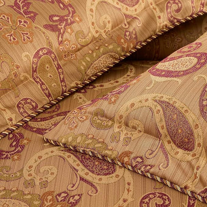 Chezmoi Collection Adelle 7-Piece Paisley Jacquard Embroidered Comforter Bedding Set, King Size