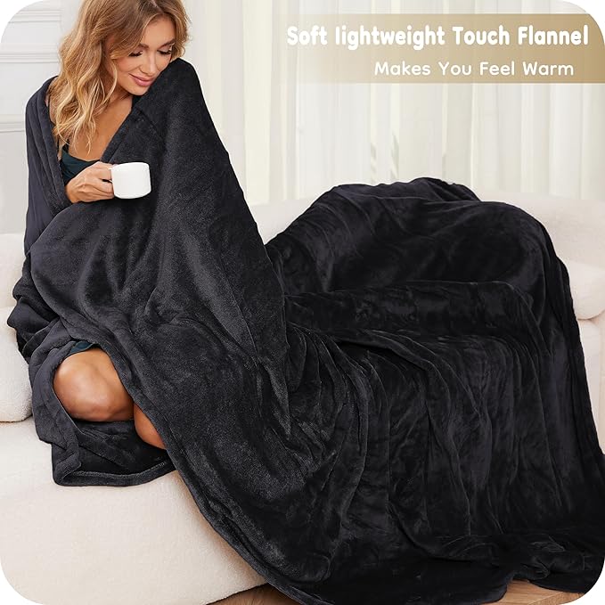 Electric Heated Blanket Full Size 72"×84", Breathable & Luxurious Flannel, Soft Warm Gift with Over-Heat Protection, 4 Heating Levels & 10 H Auto Shut Off, Machine Washable, Dark Grey
