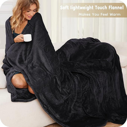 Electric Heated Blanket Full Size 72"×84", Breathable & Luxurious Flannel, Soft Warm Gift with Over-Heat Protection, 4 Heating Levels & 10 H Auto Shut Off, Machine Washable, Dark Grey
