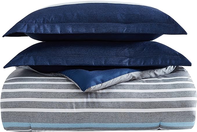 Nautica - Twin/Twin XL Comforter Set, Soft Brushed Bedding with a Relaxed Feel for Year-Round Use, 2 Piece Bed Set with Matching Pillowcase (Heathered Block Grey)
