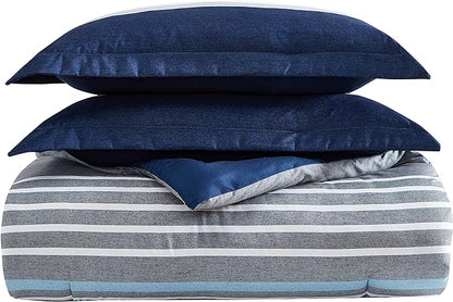 Nautica - Twin/Twin XL Comforter Set, Soft Brushed Bedding with a Relaxed Feel for Year-Round Use, 2 Piece Bed Set with Matching Pillowcase (Heathered Block Grey)