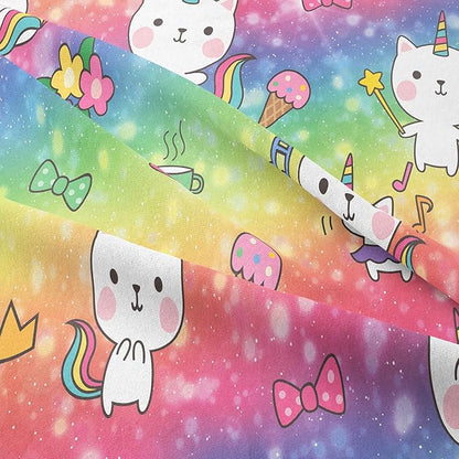 Tailor Shop Cat Comforter Sets King Size,Cat Bedding Sets for Girls Kids Teens Rainbow Comforter with 2 Pillowcase…