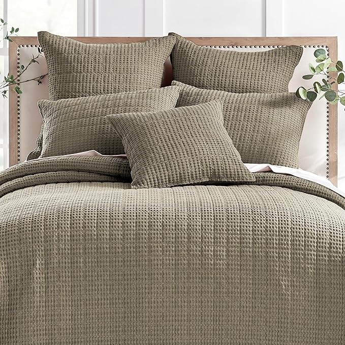 Levtex Home - Mills Waffle - Decorative Pillow - Poly Filled - Taupe - Sham Size (20 x 20in.)