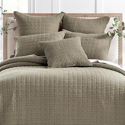 Levtex Home - Mills Waffle - Decorative Pillow - Poly Filled - Taupe - Sham Size (20 x 20in.)
