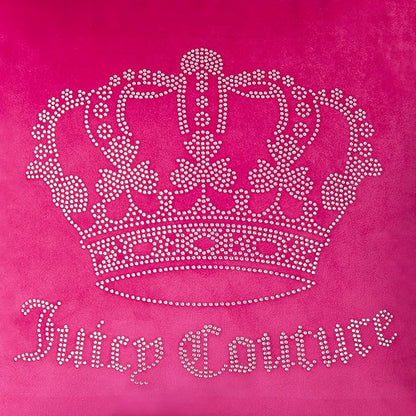 Juicy Couture Square 1-Piece Living Room and Bedroom Décor, Premium Throw Pillow, 20"x20", Hot Pink Rhinestone Crown