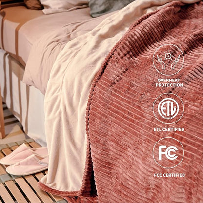 Heated Blanket King Size 100"x90",ETL Certification-6 Heating Levels Electric Blanket&1-10 Hour Auto Off,Heating Blanket with Dual Controller (RED)