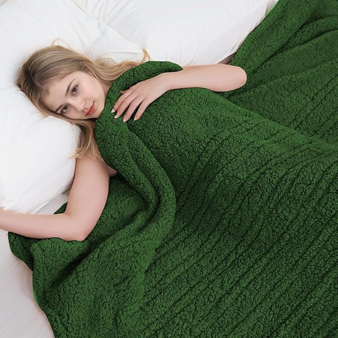 Electric Heated Blanket Full Size 72"×84" with 9 Heating Levels & 1-10Hs Auto Off，Double Sided Plush Sherpa, Energy Efficient, Machine Washable, for Couch & Bed, Green
