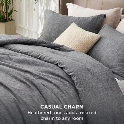 Bedsure King Size Comforter Set - Charcoal Grey Soft Bedding for All Seasons, Cationic Dyed Bed Set, 3 Pieces, 1 King Size Comforter (104"x90") and 2 Pillow Shams (20"x36"+2")