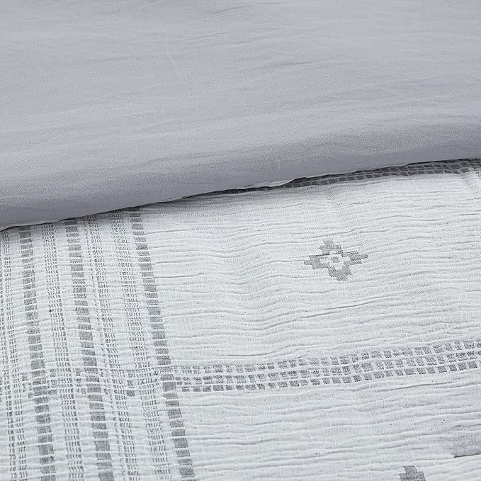 Modern Threads 5-Piece Jacquard Comforter Set, Elena King in Grey – Elegant Comforter, 2 Pillow Shams, and 2 Decorative Pillows