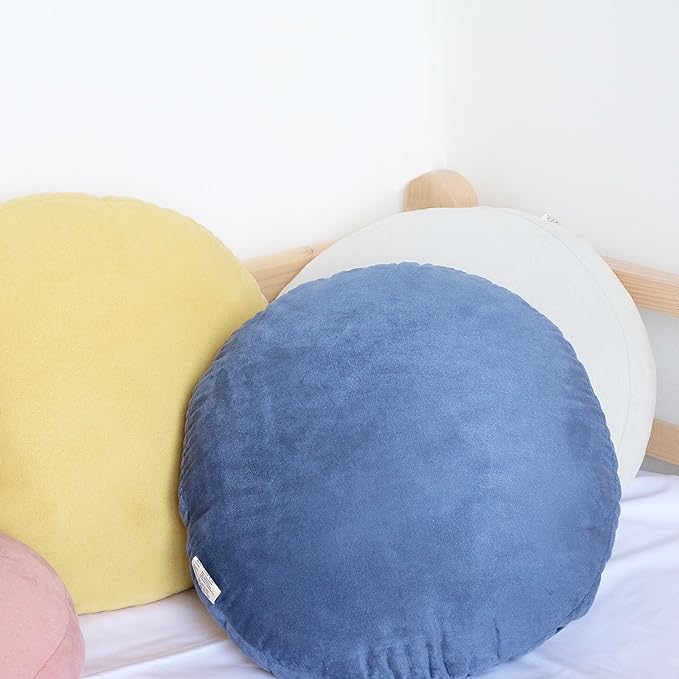 Round Throw Pillow 16x16 Down-Like Polyester Super Soft Ultra Fluffy Feather-Like Touch Round Cushion for Couch Decorative Circle Round Floor Pillow for Kids Bed Sofa, 1 Piece, Navy Blue