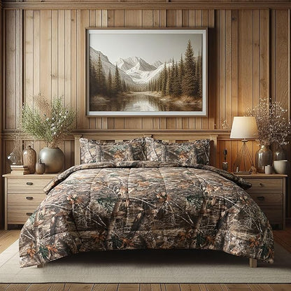 VISI-ONE Realtree Edge Camo Queen 3 Piece Comforter Set – Western Rustic Charm with Farmhouse Accents, All Season Design for Nature & Outdoor Lovers, Country Homes, Cabins, Lodges & Modern Living