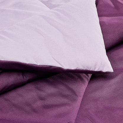 Amazon Basics Reversible Lightweight Microfiber All Season Bed Comforter Blanket, Plum/Light Purple, Twin/Twin XL