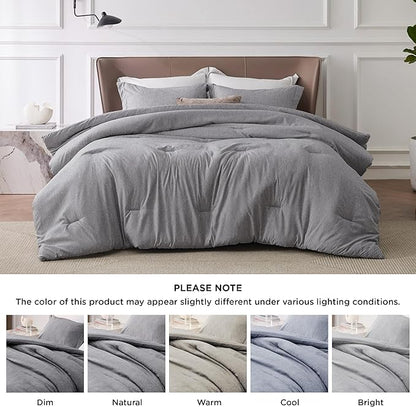 Bedsure Full Comforter Set - Dark Grey Soft Bedding for All Seasons, Cationic Dyed Bed Set, 3 Pieces, 1 Full Size Comforter (82"x86") and 2 Pillow Shams (20"x26"+2")