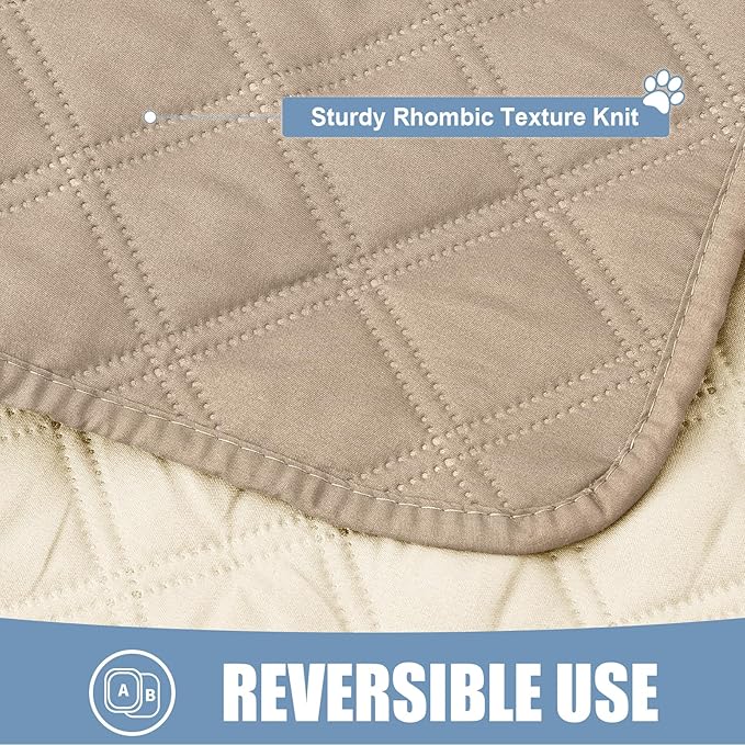 Smiry Waterproof Dog Bed Cover Pet Blanket, Soft Washable Dog Blanket for Furniture Bed Couch Sofa Reversible, Checkered (40"x80", Taupe/Beige)