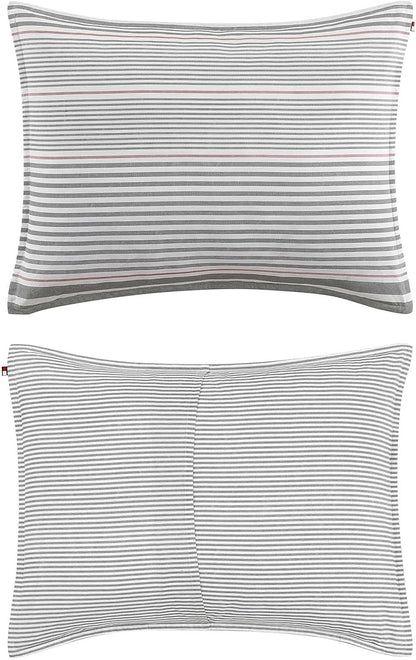 Tommy Hilfiger - Twin/Twin XL Comforter Set, Cotton Textured Bedding with Matching Sham, Medium Weight Bed Set, Oeko-TEX Certified (Danbury Stripe Blue)