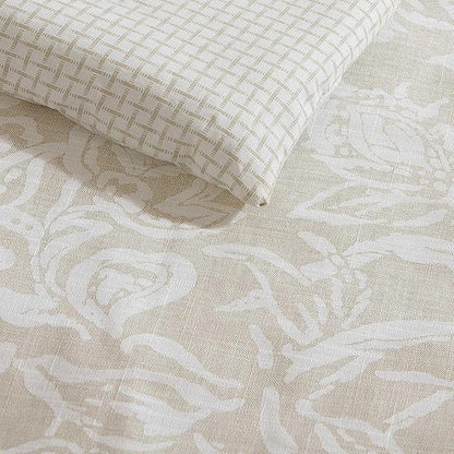 Nautica - King Comforter Set, Reversible Cotton Printed Slub Bedding with Matching Shams, Medium-Weight for Year Round Use, Oeko-Tex Certified (Tortola Beige)
