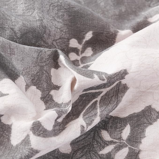 Oli Anderson 5 Piece Floral Comforter Set, Vintage Botanical Print Bedding Set, Farmhouse Lightweight Cottagecore Bed in a Bag with 1 Ruffle Flowers Comforter, 2 Pillowcases, 2 Pillows (Brown, Queen)