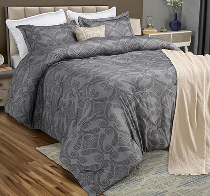 King Comforter Set 3 Piece Paisley Grey by Utopia Bedding Floral Comforters King Size Bedding Comforters Set Down Alternative Soft Bed Set 1 Comforter(90 x 102 inches) 2 Pillow Shams(20 x 36 inches)