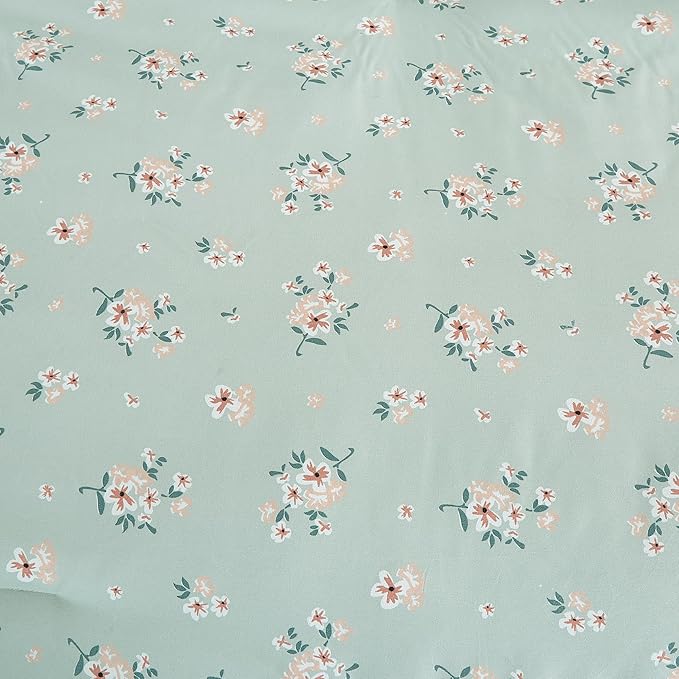 Chezmoi Collection Thistle 2-Piece Tranquil Floral Comforter Set Twin - Soft Green White Floral Printed Microfiber Lightweight Bedding Set for All Season