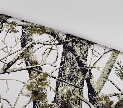 Chezmoi Collection Salem 2-Piece Cabin Lodge Forest Woods Comforter Set - Nature Camo Tree Leaves Printed Soft Microfiber Bedding - White, Twin