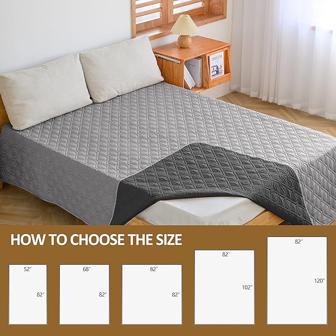 CHHKON Waterproof Dog Bed Covers for Couch Protection Dog Pet Blanket Furniture Protector (82"X120", Grey+Dark Grey)
