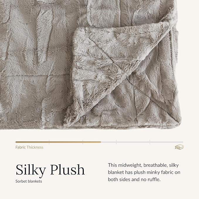 Minky Couture Sorbet Blanket - Ultra-Soft Throw for Silky Smooth Comfort - Premium Decorative Throw - Midweight, Breathable Fabric - Machine Washable Travel, Tranquil Dove