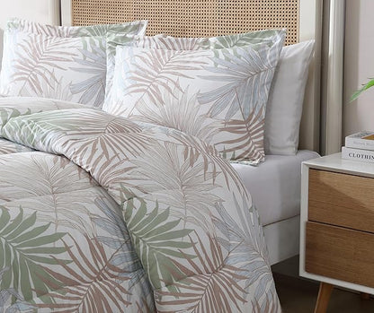 Caribbean Joe King 3-Piece Comforter Set, Tropical Coastal Beach Design Bedding, Sunrise Palm