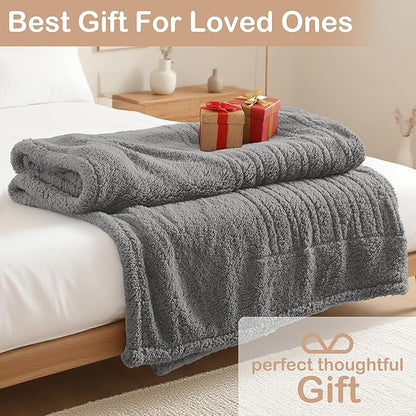 Electric Heated Blanket Twin Size 62"×84" with 9 Heating Levels & 1-10Hs Auto Off, Heating Blankets Double Sided Plush Sherpa, Energy Efficient, Machine Washable, Light Gray