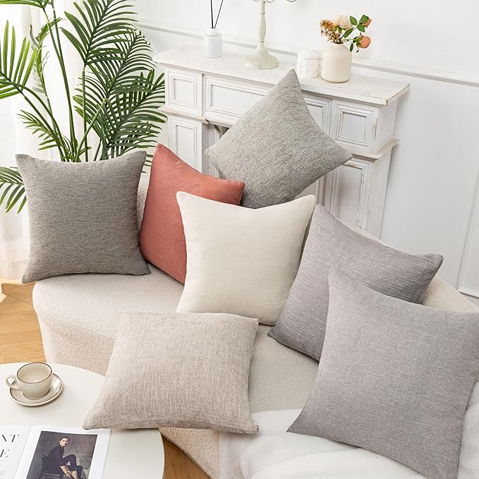 Decorative Couch Pillow Covers SofaThrow pillows with inserts included Bohemian-Style Country Cushion Cover Suitable for Beds, Sofas, Living Rooms, and Home Decor 2pack 18X18 inch.(Cement Grey)