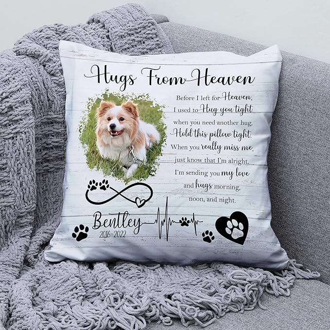 Custom Pet Memorial Throw Pillow (Insert Included), Sympathy Gift for Pet Loss, Dog Memorial Gifts, Photo Pillow Case Cover