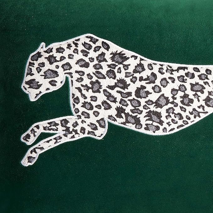 Juicy Couture Reversible Velvet Cheetah Pillow, 18" x 18" Decorative Pillow, Emerald Green