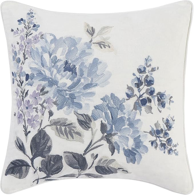 Laura Ashley - Throw Pillow with Envelope Closure, Elegant Home Decor for Bed or Sofa (Chloe Blue, 16" x 16")