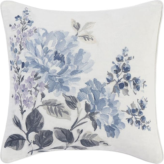 Laura Ashley - Throw Pillow with Envelope Closure, Elegant Home Decor for Bed or Sofa (Chloe Blue, 16" x 16")