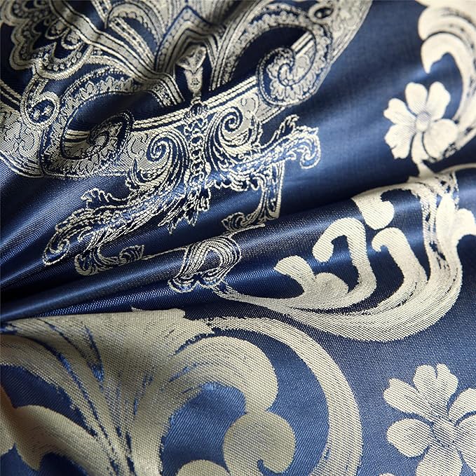King Comforter Set Silk Blanket All Season Bed Comforter King Set Royal Blue Jacquard Quilt Soft Microfiber Bedding Sets Matching 2 Pillow Shams(King, 104x90 inches)