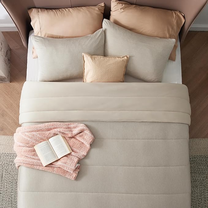 Bedsure King Comforter Set - Cooling and Warm Bed Set, Linen Reversible Bedding for All Season, 3 Pieces, 1 King Size Comforter (102"x90") and 2 Pillow Cases (20"x36")