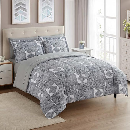 Sweet Home Collection 7 Piece Comforter Set Bag Solid Color All Season Soft Down Alternative Blanket & Luxurious Microfiber Bed Sheets, Tulsa, King