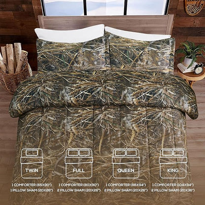 VISI-ONE Realtree Max-7 Camo Twin 2 Piece Comforter Set – Unisex Rustic Farmhouse Style Bedding for RV, Camping & Adventure, Unisex with Universal Appeal for Cabin, Lodge, Forest & Modern Spaces
