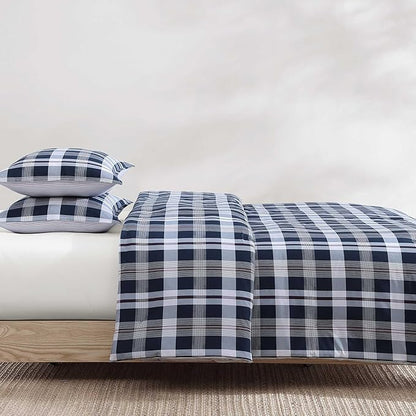 Tommy Hilfiger - Twin/Twin XL Comforter Set, Cotton Textured Bedding with Matching Sham, Medium Weight Bed Set, Oeko-TEX Certified (Dream Madras Blue)