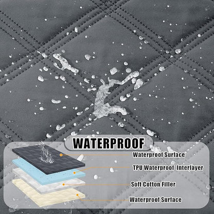 Smiry Waterproof Dog Bed Cover Blanket 40x70, Soft Reversible Pet Blanket, Washable Leakproof Cats Dogs Couch Cover for Sofa, Couch, Furniture, Dark Grey/Beige