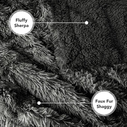 PetAmi Waterproof Dog Blanket for Large Dog, Calming Pet Blanket Bed Couch Cover Protector, Washable Sherpa Faux Fur Throw for Sofa Furniture Protection, Soft Fluffy 60x80 Tie-Dye Black