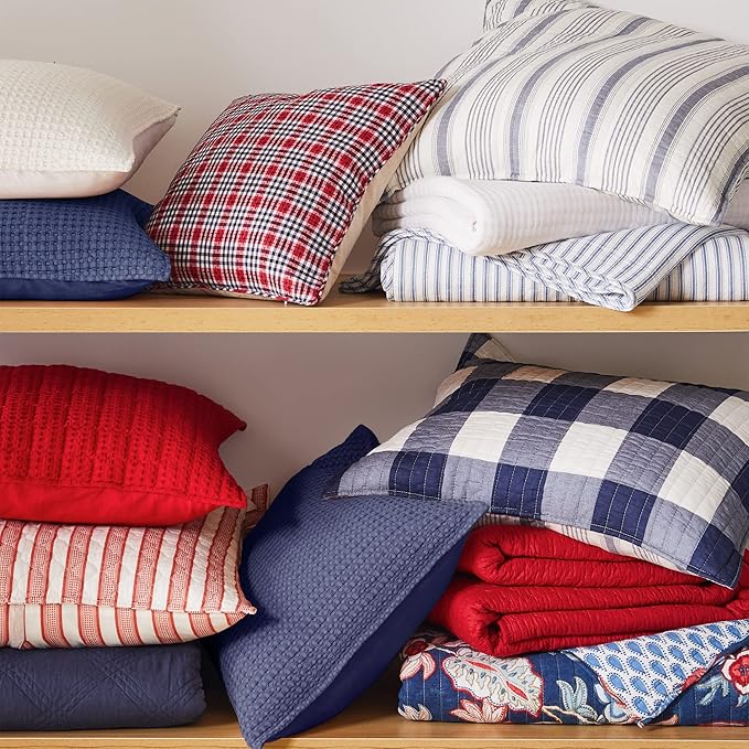 Levtex Home - Mills Waffle - Decorative Pillow - Poly Filled - Navy - Sham Size (20 x 20in.)