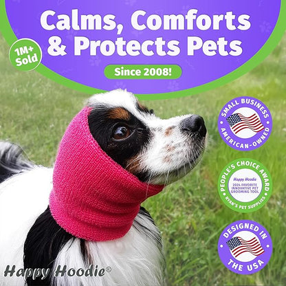 Happy Hoodie The Original Dog & Cat Calming Band - American Brand - Anxiety Relief/Noise Protection-Grooming-Thunder-Fireworks (Large, Purple) - Since 2008