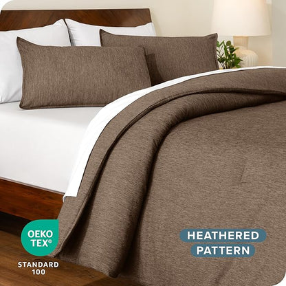 Bare Home Comforter Set - Queen Size - Ultra-Soft - Goose Down Alternative - Premium 1800 Series - All Season Warmth Comforter (Queen, Heathered Taupe)