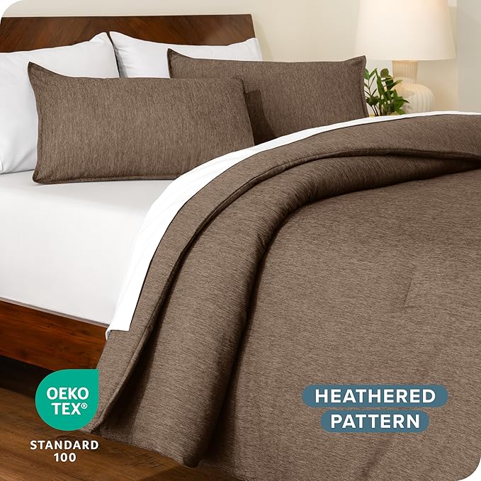 Bare Home Comforter Set - King Size - Ultra-Soft - Goose Down Alternative - Premium 1800 Series - All Season Warmth Comforter (King, Heathered Taupe)