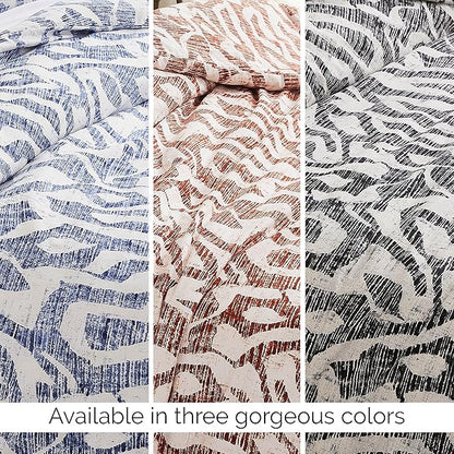 Southshore Fine Living, Inc. Oversized Twin Mattress Comforter Set, Down Alternative Comforter, Soft Bedspread Coverlet Set, Abstract Prints, Twin/XL Bedding with Matching Pillow Sham, Slate Khari