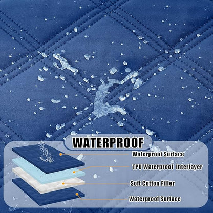 Smiry Waterproof Dog Bed Cover Blanket 68x82, Soft Reversible Pet Blanket, Washable Leakproof Cats Dogs Couch Cover for Sofa, Couch, Furniture, Navy/Navy