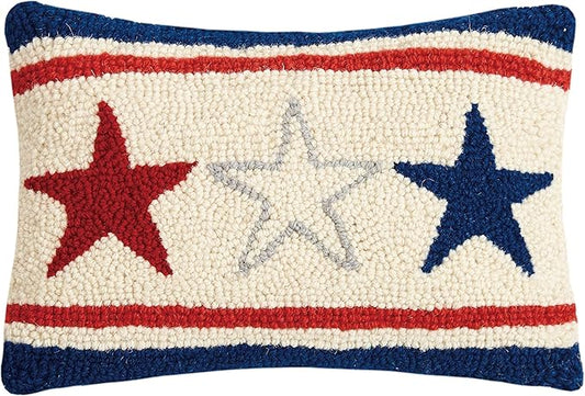 Peking Handicraft Americana Stars Hook Pillow, Red/Blue/White